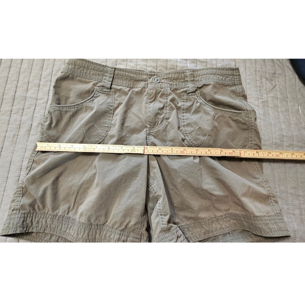 Womens Khaki Cargo Shorts Utility Pockets Mid Rise Casual Cotton Blend Brown - Picture 6 of 8